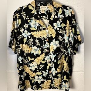 Coldwater Creek Black Floral Button Down Shirt